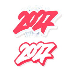 2027 red number sticker set.Two design and color variations