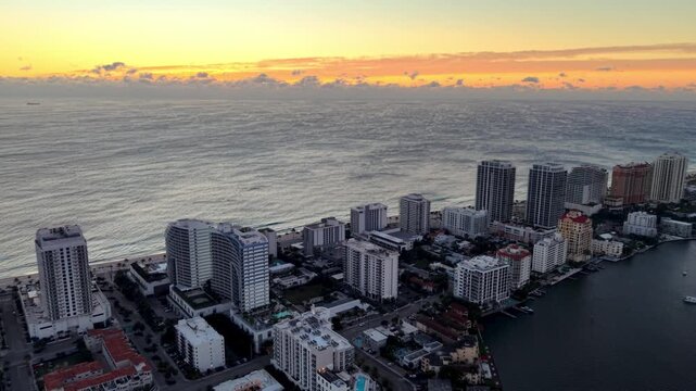 aerial pullout fort lauderdale beach in florida