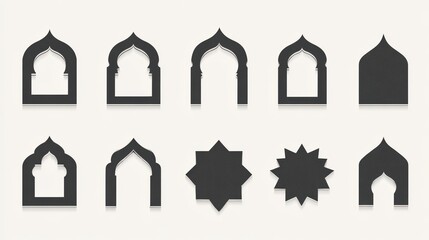 Fototapeta premium Ramadan Diverse Arch Illustrations - Set of Geometric Arches