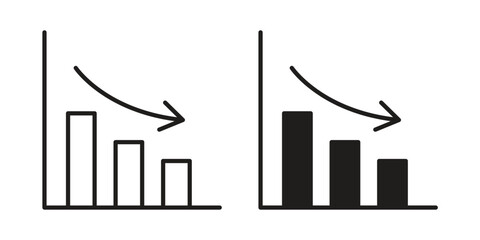 Reduction chart icon. simple thin line icon vector illustration pack on white