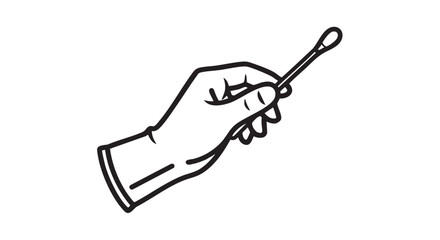 Hand holding a fishing hook from a top-down viewpoint in a simple illustration style