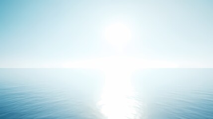 Obraz premium Bright White Sun Reflection on Blue Ocean Water with Clear Sky Background