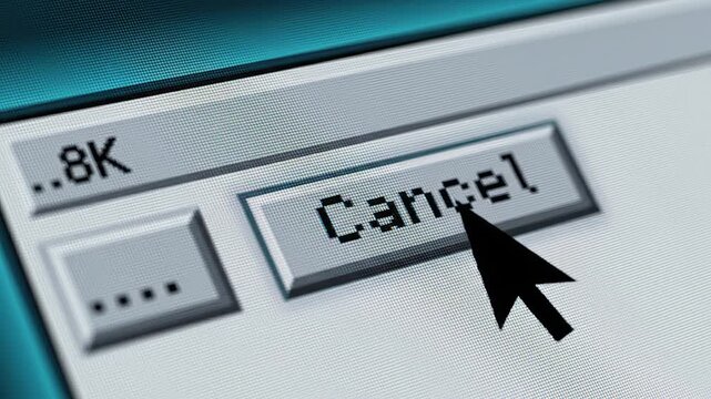 Computer screen showing cancel button