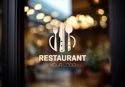 Logo Mockup Close-up on a Window Glass