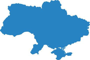 Obraz premium Blue silhouette map of Ukraine, a country in Eastern Europe with a distinct shape