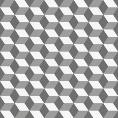Seamless isometric cube pattern with shades of gray creating a 3D illusion