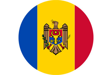 Obraz premium Moldova flag emblem circular icon, national symbol of Moldova in a round design