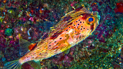 Fine-spotted Porcupinefish, Diodon holocanthus,  Lembeh, North Sulawesi, Indonesia, Asia
