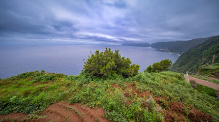 Panoramic View from Miradouro da Eira da Achada Viewpoint, Ribeira da Janela, Madeira, Portugal, Europe