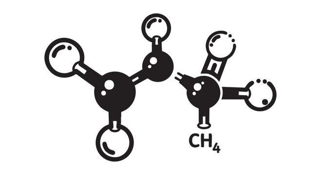 A black-and-white diagram of a chemical compound structure featuring methane and ethane molecular representations