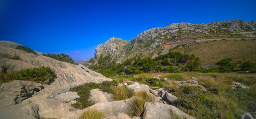 Es Colomer Viewpoint, Formentor Peninsula, Pollensa Bay, Comarca Sierra de Tramuntana, Mediterranean Sea, Mallorca, Islas Baleares, Spain, Europe