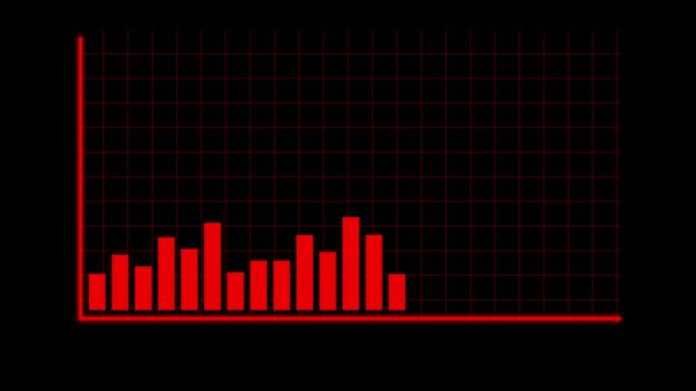 Growth success development chart progress increase Uplifting visualization illuminated ascending bar chart with glowing upward arrow signaling business momentum and black blackground 4k video......