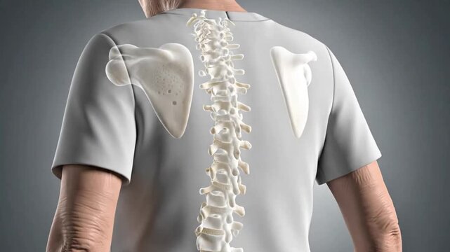 Senior Woman Spine Health Visualization of Bone Density Loss Osteoporosis