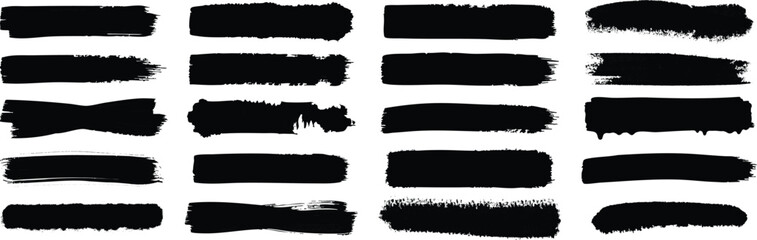 Fototapeta premium Grunge Brush Stroke Collection, Black Ink Paint Streaks and Rough Texture Lines for Artistic Design Elements