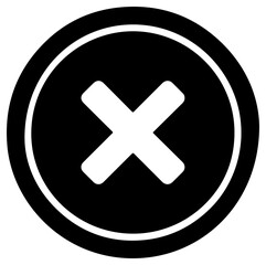 Obraz premium Black filled icon of an error circle with x mark on white background for design and interface use