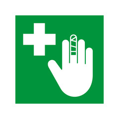 simple classic green square first aid medical kit work site symbol sign icon vector isolated on transparent background