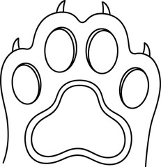 Simple line drawing of a cat's paw print with visible claws and toe pads. © SHIRIN