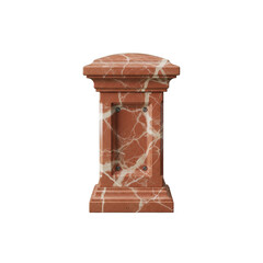 Red marble pedestal isolated On Transparent Background
