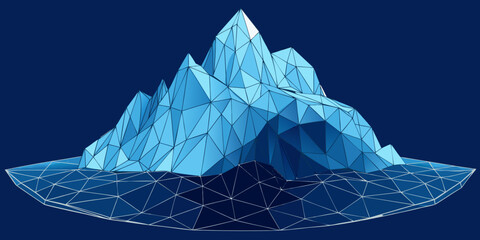 A majestic iceberg floating in the vast, dark blue ocean waters. © Mamun