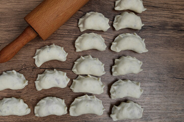 Handmade homemade dumplings stuffed with pork