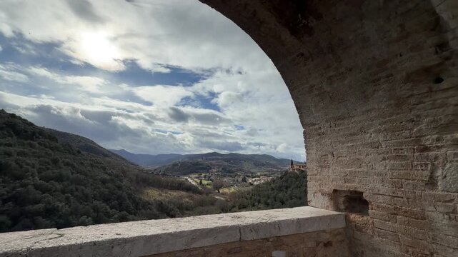 Spoleto, Umbria, Italy. The Tower&rsquo;s Bridge and the Albornoziana Fortress