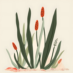 Desert succulent plant with dotted flower buds