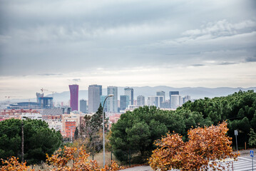 Barcelona Skyline with Modern High-Rise Buildings and Autumn Trees © Veronika