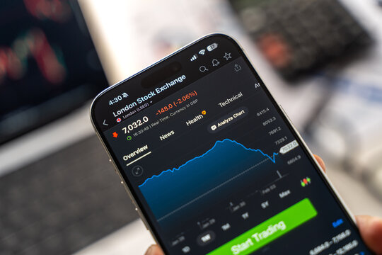 London Stock Exchange logo is displayed on the screen of a smartphone, in Bangalore, India, on February 12, 2026