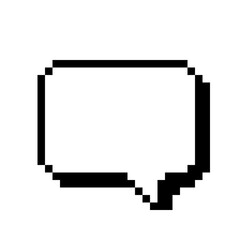 Pixel Art White Speech Bubble with Rectangular Shape and Tail