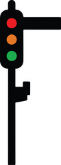 Rail Signal Icon in silhouette on white background.