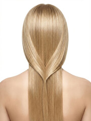 Naklejka premium Long hair styled with a V shape at the back during a beauty session