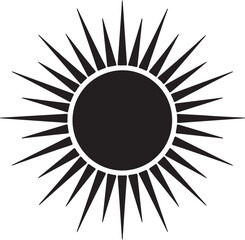 Sun with Double Layer Rays smart in silhouette on white background.