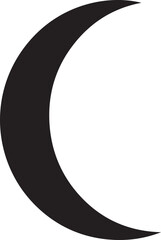 Thin Crescent Moon icon in silhouette on white background..