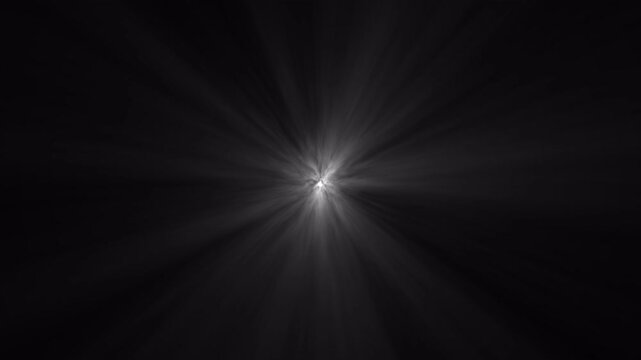 Bright radiant light burst shining from center on dark background, dramatic glowing rays effect with cinematic atmosphere and energy flare.
