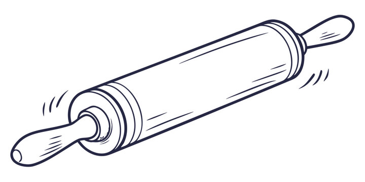 A vintage rolling pin with wooden handles resting on a flat surface.