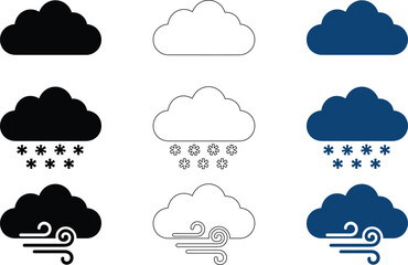 Weather showing clouds snow and wind in black white and blue variations , weather, showing, clouds, snow, wind, 