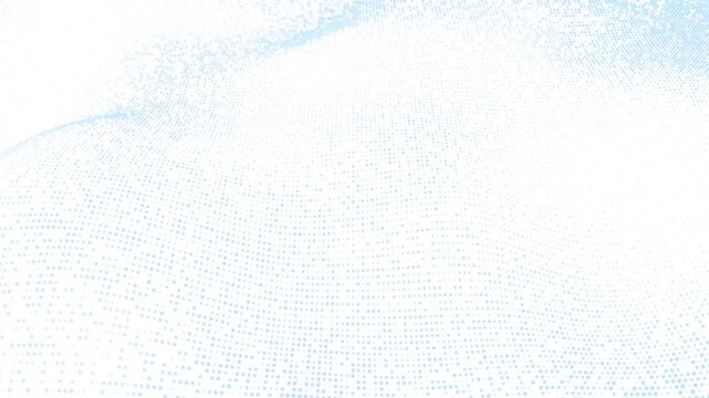  Minimal white abstract background with soft blue dotted waves forming a flowing data surface. Clean futuristic motion for technology and corporate visuals. seamless loop
