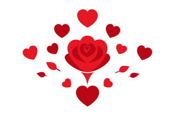 Red hearts and rose graphic