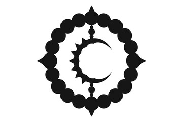 Islamic crescent moon and star symbol in a circular ornate frame