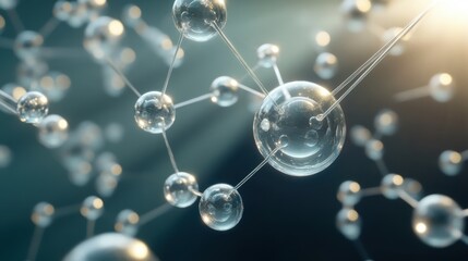 An intricate molecular model, composed of gleaming spheres and delicate connecting lines, floats within a dark, abstract scientific set, illustrating fundamental chemical bonds.