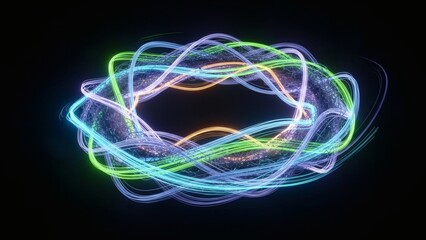 Vibrant Neon Light Trails in Motion.