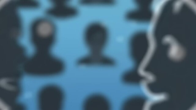 Silhouettes of People in Speech Bubble Concept.
