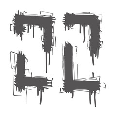 Obraz premium Four dark grey abstract brush stroke corner
