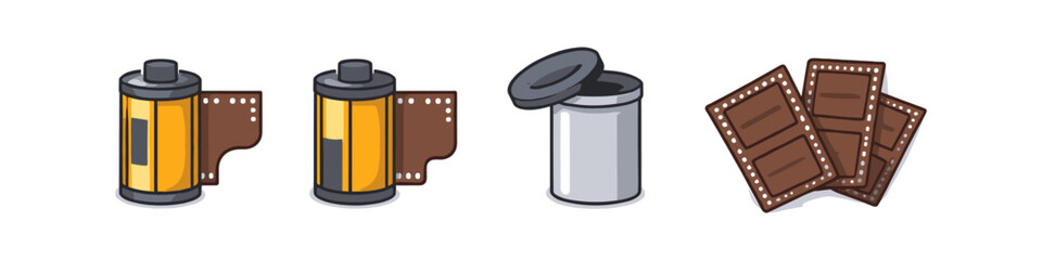 Vintage film rolls and canisters, representing analog photography and nostalgia