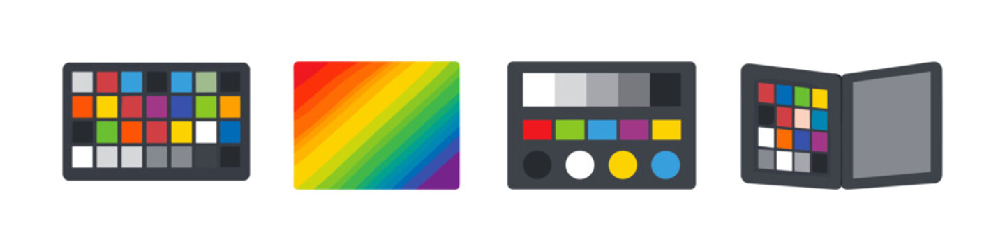 Set of color calibration tools and rainbow gradient for photography and design