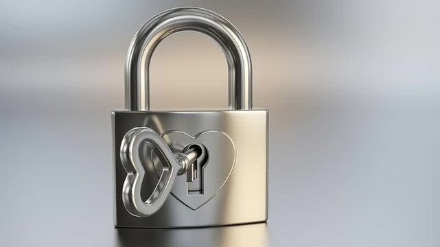 Silver Padlock with Heart Shaped Keyhole.