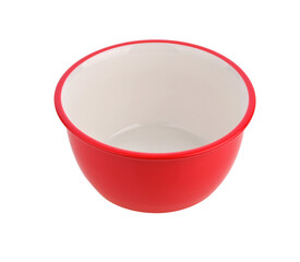 red ceramic bowl with a white interior. on transparent png
