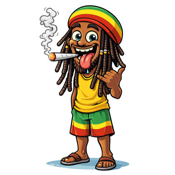 jamaican man  smoke Reggae illustration vector
