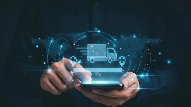 Digital shopping cart ecommerce marketing logistics online retail services customer delivery tracking order management smartphone business technology