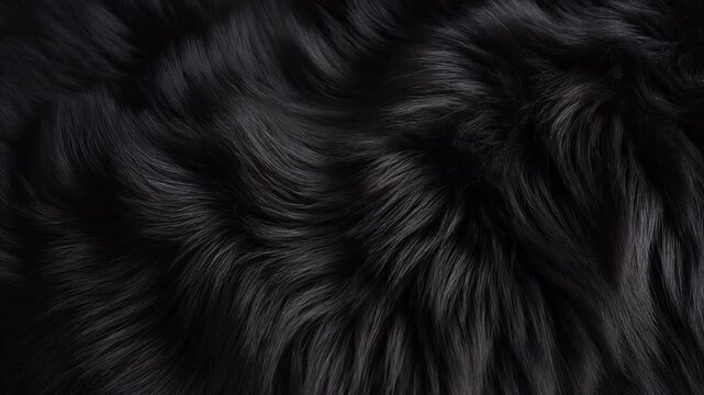 A close-up view of dark, textured fur with wavy patterns and soft shadows